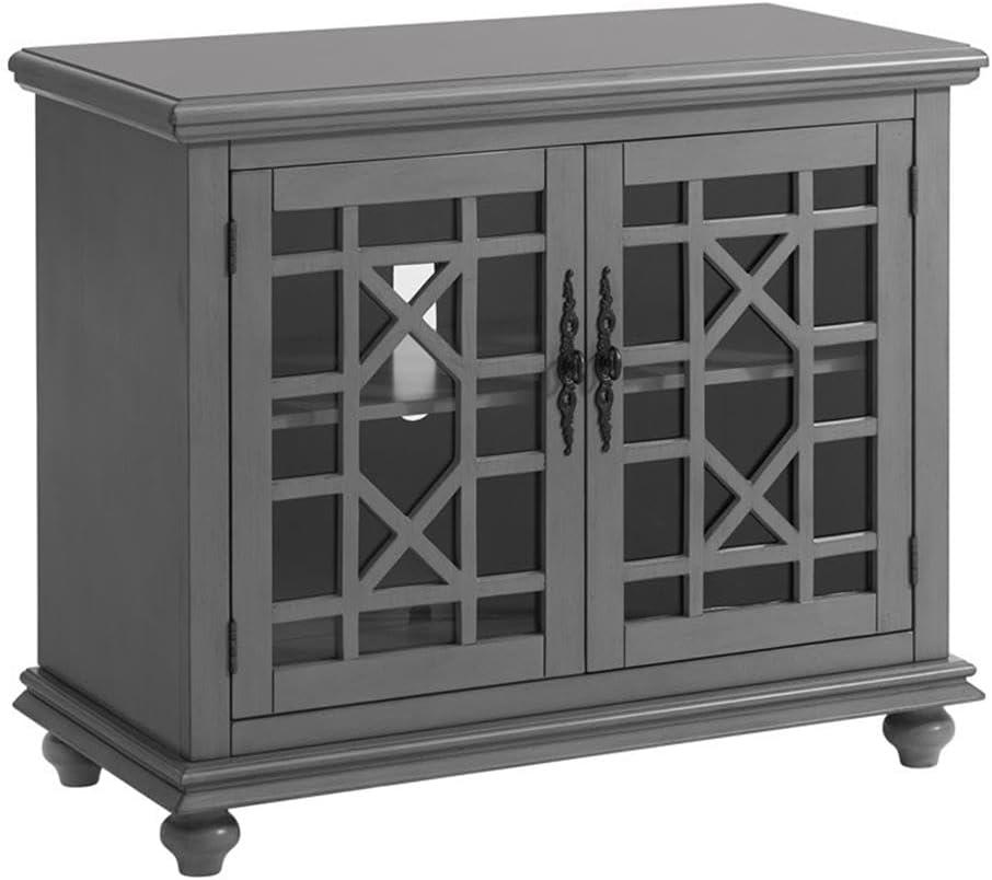 Martin Svensson Home Elegant Small Spaces Accent Cabinet with Glass Doors, Vintage Sideboard or Small TV Stand for Living Room or Entryway. Gray.