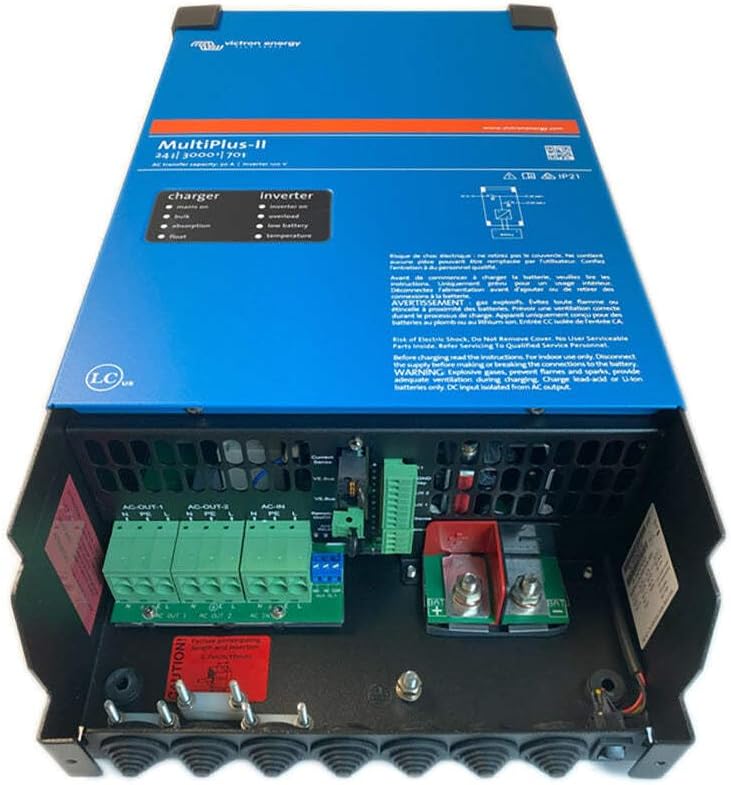Victron Energy MultiPlus-II Pure Sine Wave Inverter Charger, UL-Certified, 24/3000/70-50 120V
