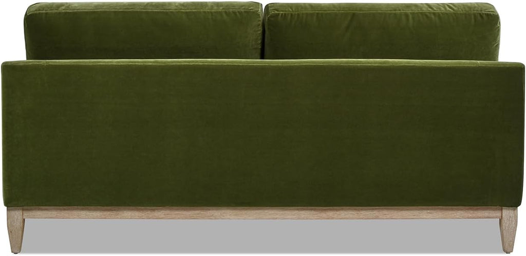 Jennifer Taylor Home Pasadena 75.5' Modern Living Room Farmhouse Performance Velvet Compact Sofa Couch for Small Spaces and Apartments in Olive Green