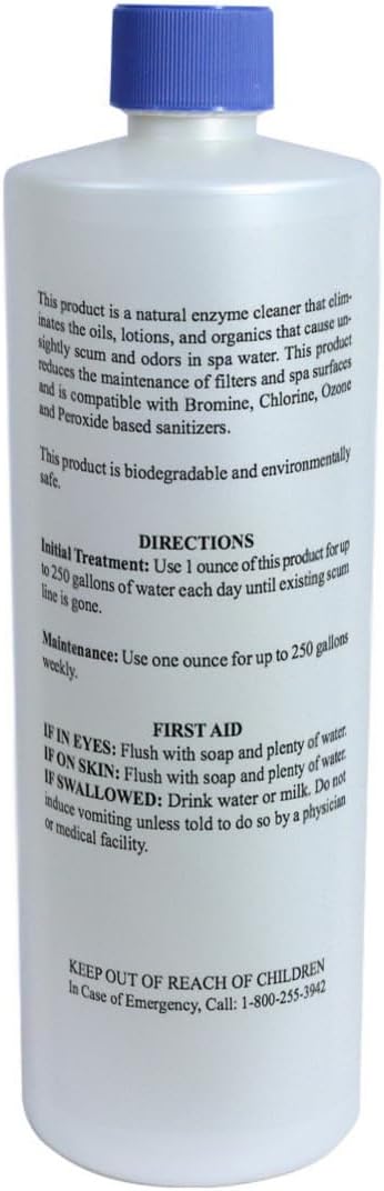 SpaChoice 1-Quart 12-Pack Premium Hot Tub Enzyme Clear, Spa Clarifier Hot Tub, Made in USA