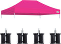 Eurmax USA 10x15 Pop Up Canopy Replacement Top,Universal Instant Canopy Cover ONLY,Heavy Duty UPF 50+ UV Protection,Water & Wind Resistant Tarp,30+ Colors Available,Bonus 4 Sand Bags (Pink)