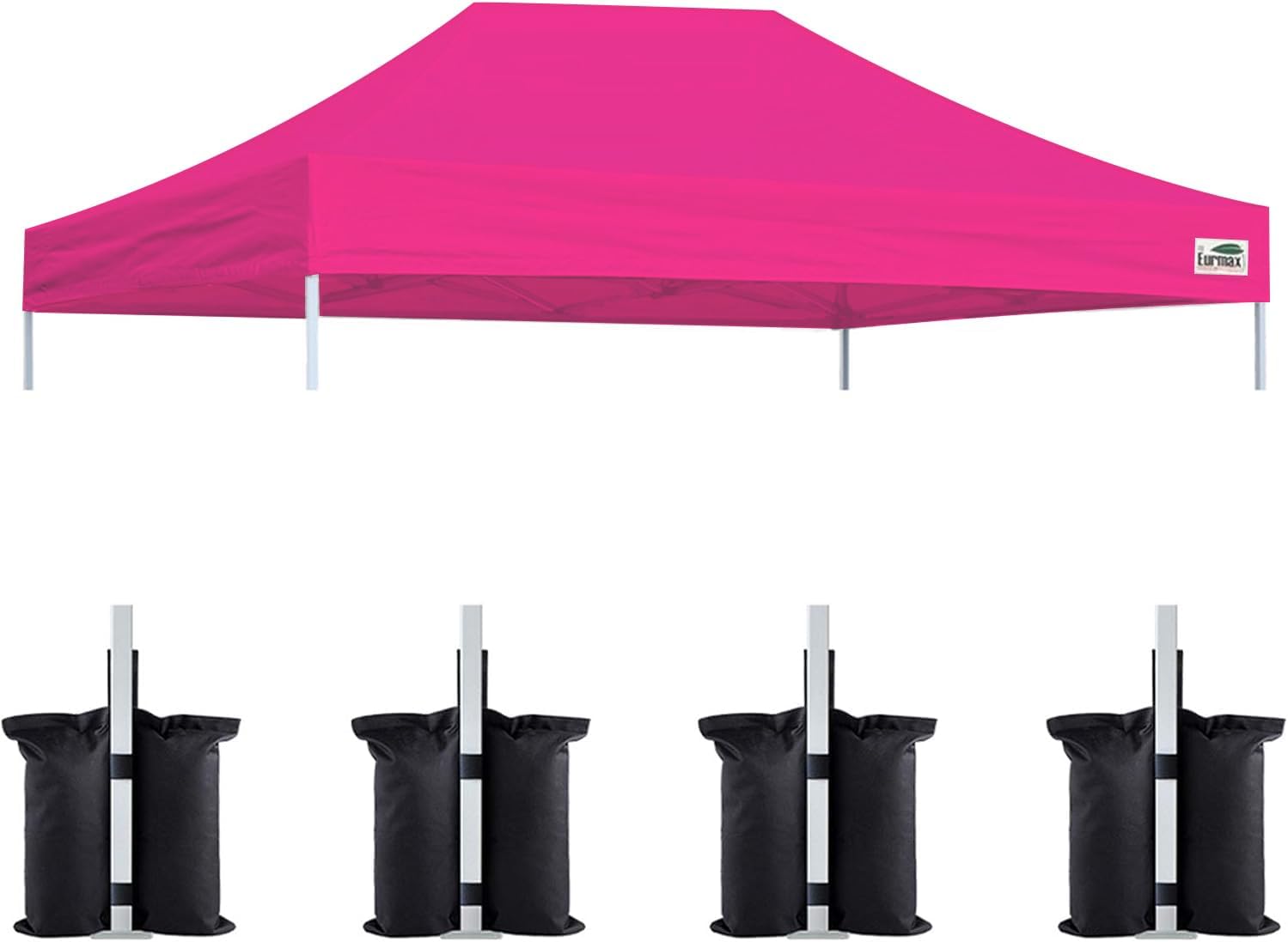 Eurmax USA 10x15 Pop Up Canopy Replacement Top,Universal Instant Canopy Cover ONLY,Heavy Duty UPF 50+ UV Protection,Water & Wind Resistant Tarp,30+ Colors Available,Bonus 4 Sand Bags (Pink)