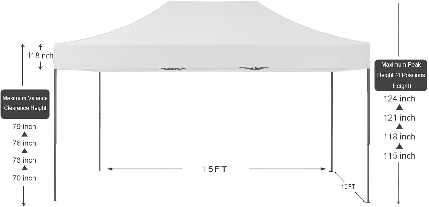 AMERICAN PHOENIX 10x15 Pop Up Tent Canopy Easy Portable Commercial Instant Canopies Outdoor Market Shelter (White, 10'x15' (Black Frame))