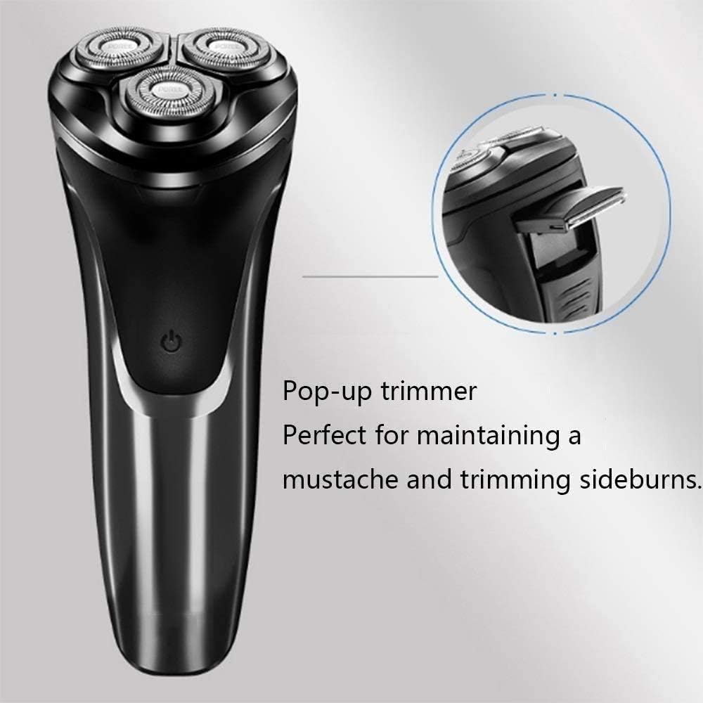 Electric Razor for Men, Rotary Electric Shaver with Pop-up Beard Trimmer, Rechargeable Cordless