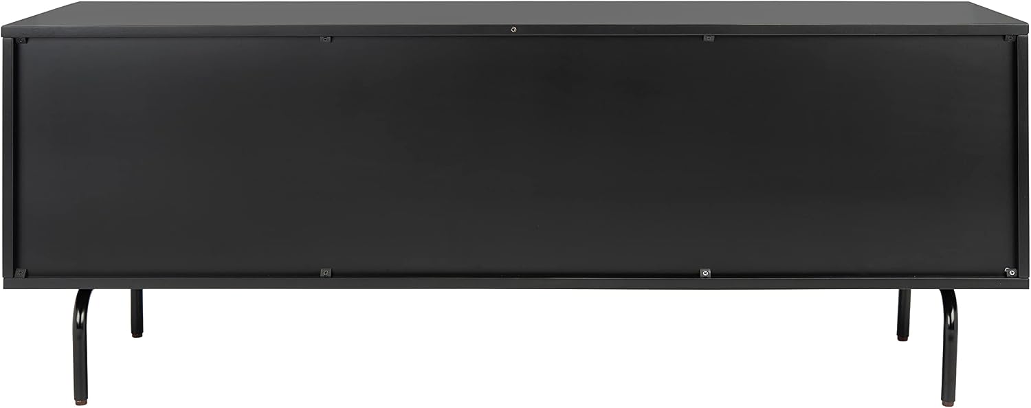 SAFAVIEH Genevieve TV Stand for up to 65' Flatscreen – Black & Walnut Brown Finish, Mid-Century Modern Storage Cabinet, Entertainment Media Console (MED5000F)