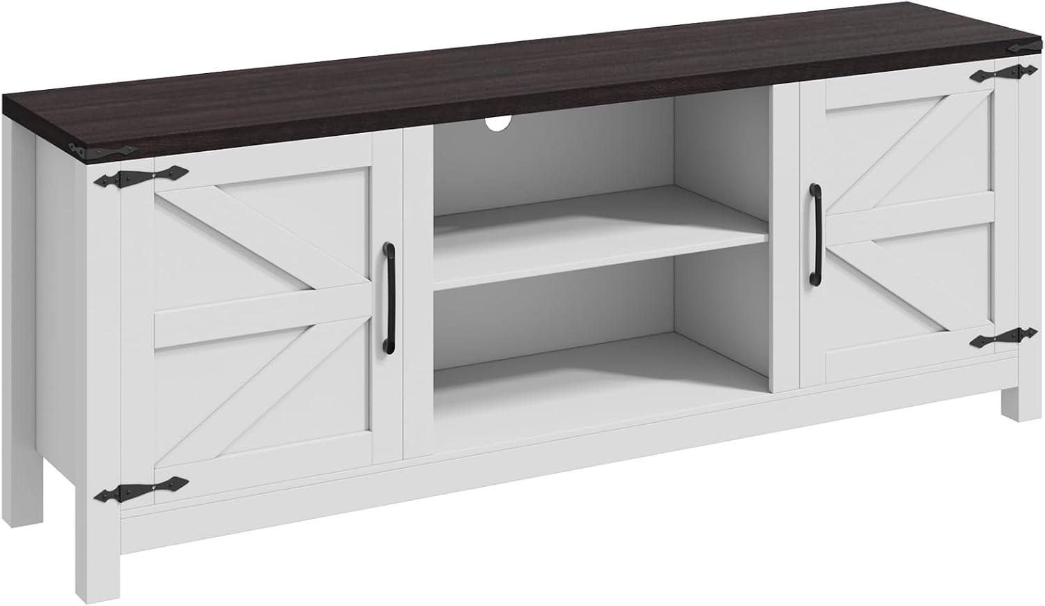 EROMMY Farmhouse 66' TV Stand, TV Console with Adjustable Shelves & Storage Cabinets for 75 Inch TV, Modern TV Stand for Living Room, Entertainment Center