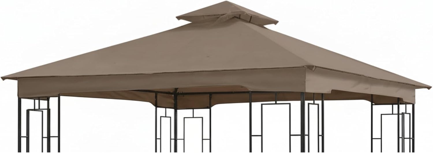 Garden Winds Reinforced RipLock 350 Replacement Canopy Top Cover Compatible with Garden Treasures 10' x 10' Gazebo Model L-GZ724PST-B - Nutmeg