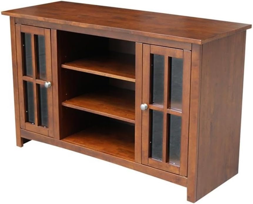 Solid Wood Entertainment / TV Stand with 2 Doors - 48', Espresso