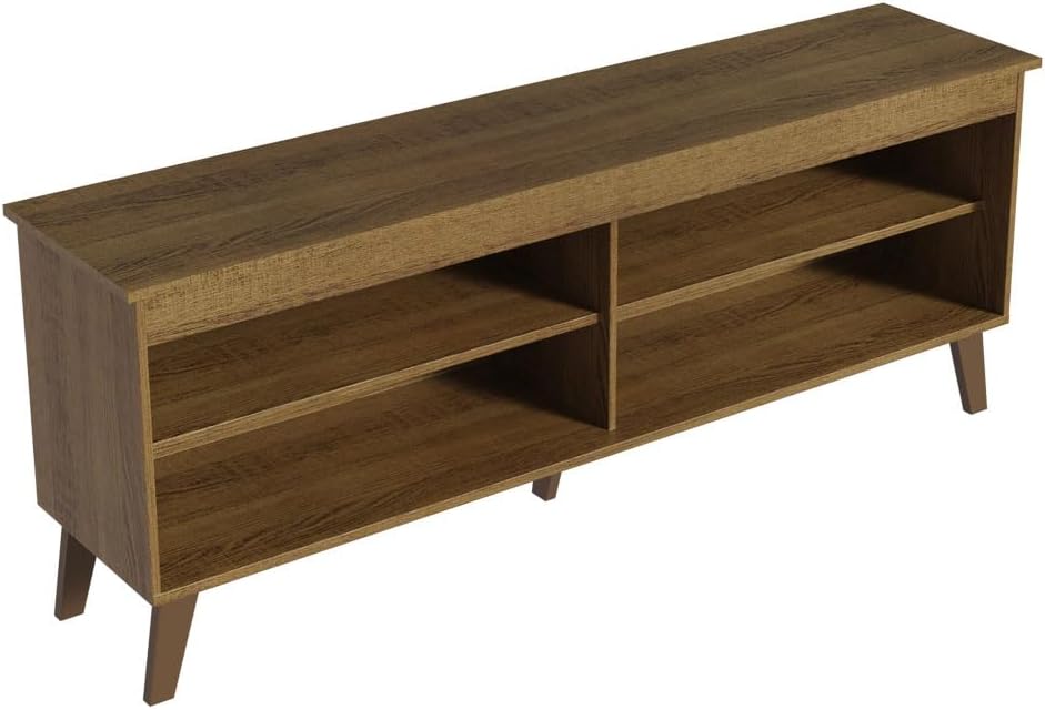 Madesa TV Stand Unit with 4 Shelves and Cable Management for 55, 65 Inch Media 1 Storage Gaming Media Console Living Room and Bedroom Entertainment Center Modern Wooden Television Cabinet - Rustic