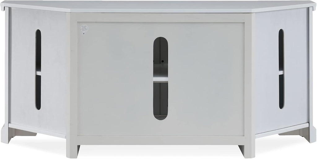 Leick Home Mateo Corner TV Stand, for 65 in. TV, 2 Glass Doors and 2 Soild Doors, White, 85386