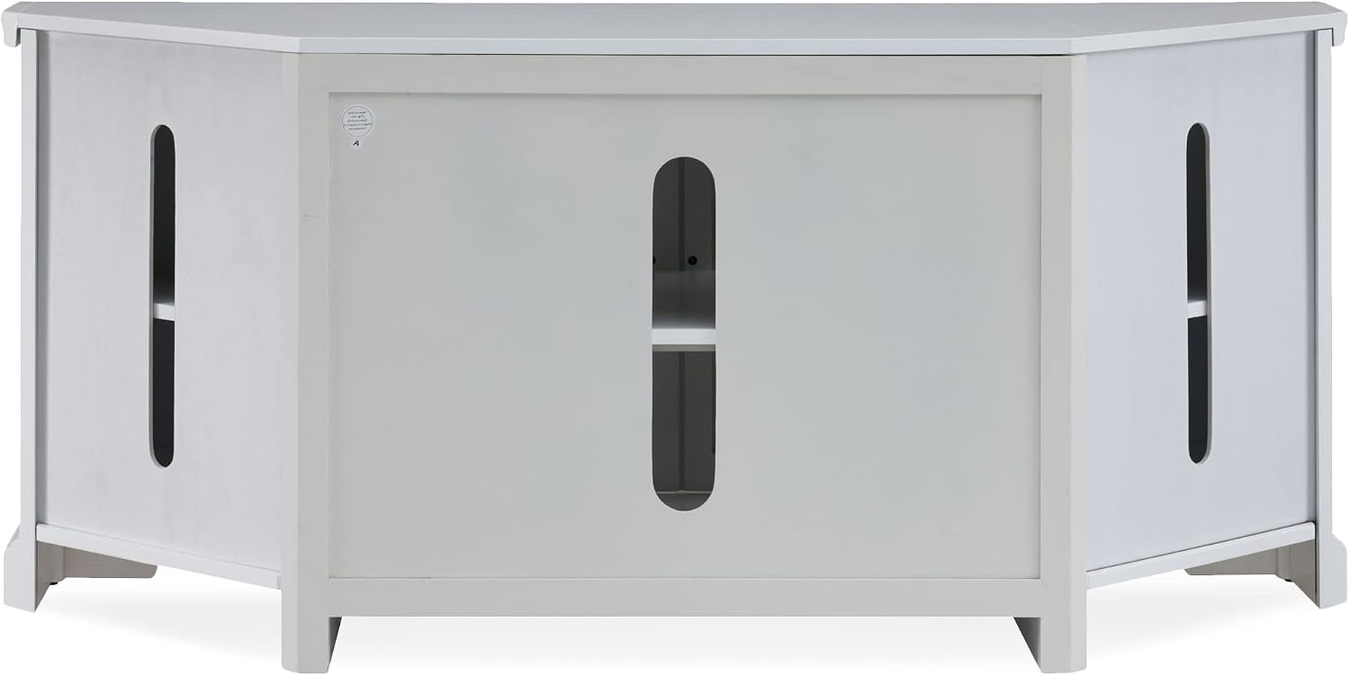 Leick Home Mateo Corner TV Stand, for 65 in. TV, 2 Glass Doors and 2 Soild Doors, White, 85386