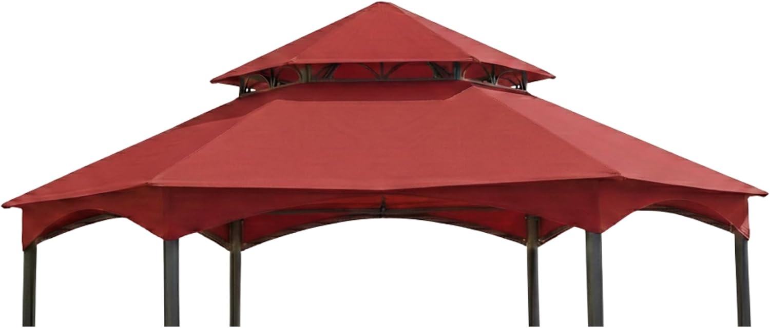 Garden Winds Reinforced RipLock 350 Replacement Canopy Top Cover Compatible with Southbay Hexagon 12' x 12' Gazebo Models L-GZ793PST-A, A111005500 - Cinnabar