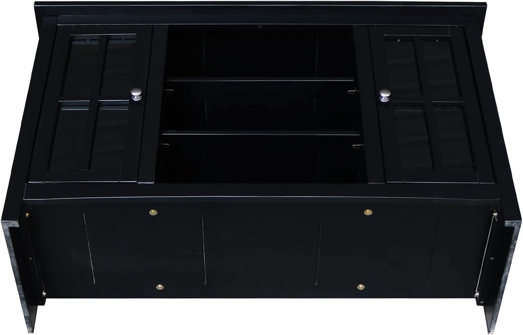 IC INTERNATIONAL CONCEPTS Entertainment/TV Stand with Open Shelves and 2 Doors in Black - 48' Height