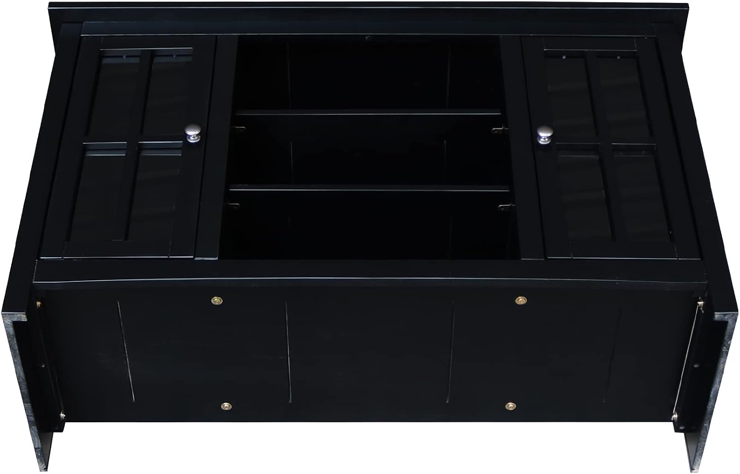 IC INTERNATIONAL CONCEPTS Entertainment/TV Stand with Open Shelves and 2 Doors in Black - 48' Height