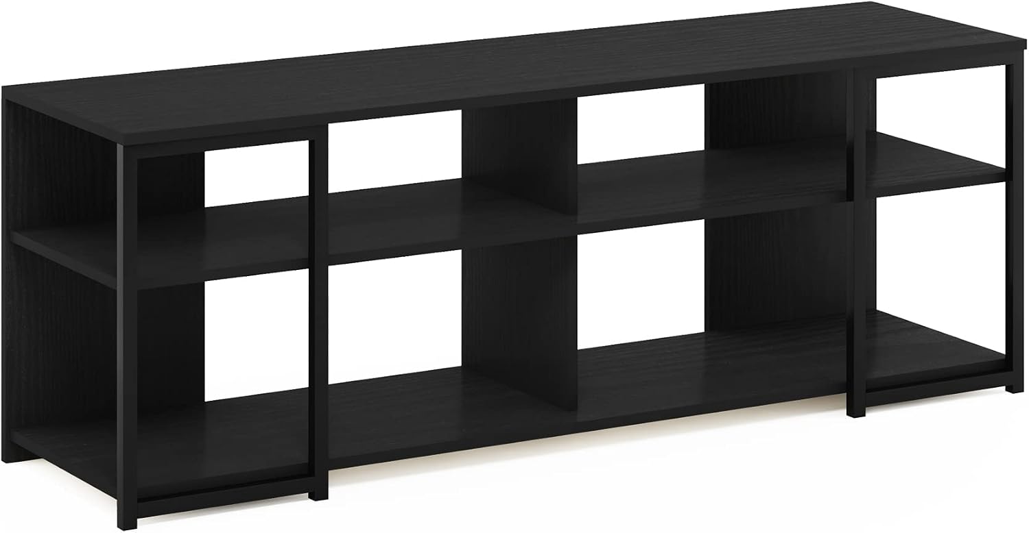 Furinno Camnus TV Stand, 3-Tier Modern Wide Entertainment Center with Metal Frame Support, TV Console with Open Back, for TVs up to 65 Inch, for Living Room, Bedroom, Americano