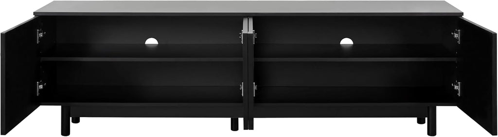 ON-TREND Graceful TV Stand with Arch Cabinets for TVs Up to 78'', Minimalist Entertainment Center with Solid Wood Legs, Practical Media Console with Adjustable Shelves for Living Room, Black