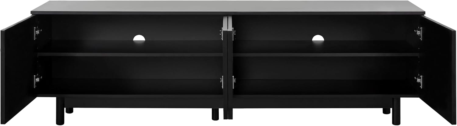 ON-TREND Graceful TV Stand with Arch Cabinets for TVs Up to 78'', Minimalist Entertainment Center with Solid Wood Legs, Practical Media Console with Adjustable Shelves for Living Room, Black