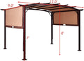 Tangkula 12x9 Ft Outdoor Pergola, Patio Retractable Pergola with Adjustable Sliding Sun Shade Canopy, Heavy-Duty Steel Frame, Patio Furniture Sun Shelter for Backyard Garden Poolside (Brown)