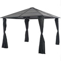 vidaXL Black Pavilion Gazebo with Curtains, Elegant Design, UV-Resistant Roof, Rust-Resistant Aluminum and Steel Frame, 4 Sidewalls, Easy to Assemble