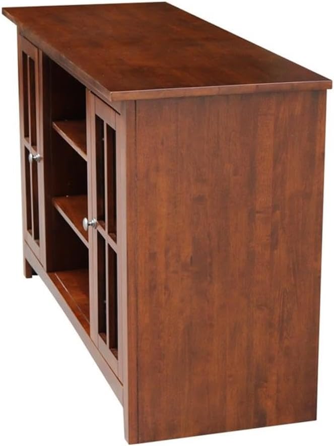 Solid Wood Entertainment / TV Stand with 2 Doors - 48', Espresso