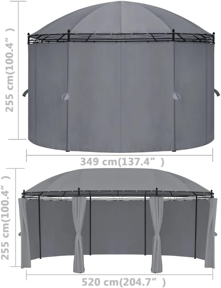 vidaXL Gazebo, Canopy Tent with Sidewall Curtains, Patio Pavilion with Steel Frame, Sunshade Wedding Party Tent for Garden Beach, Anthracite