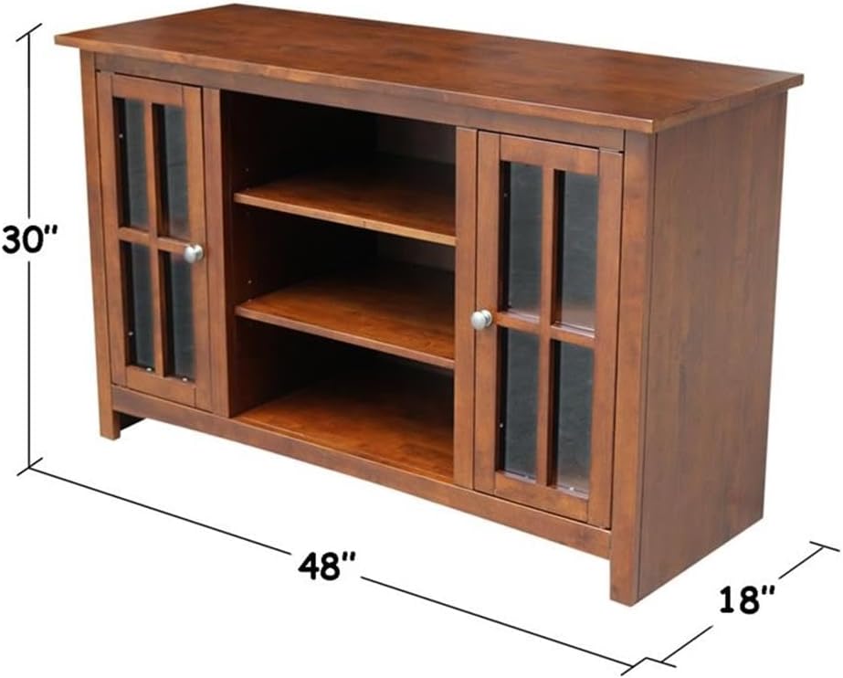 Solid Wood Entertainment / TV Stand with 2 Doors - 48', Espresso