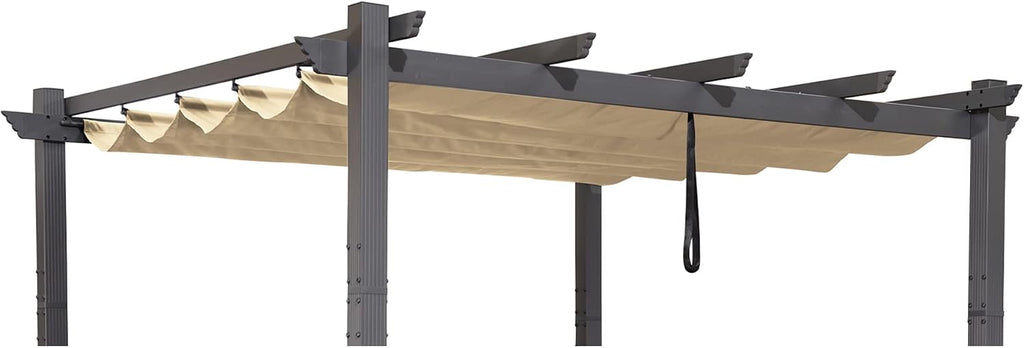 PURPLE LEAF Pergola Shade Cover for 10' X 10' Deck Porch Outside Outdoor Retractable Durable Fabric Canopy Replacement Top Only Beige