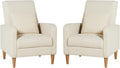 COLAMY Mid-Century Modern Upholstered Accent Chair with Back Pillow & Solid Wood Legs, Fabric Cozy Armchair for Living Room, Bedroom, Reading Nook, Apartment & Small Spaces, Beige