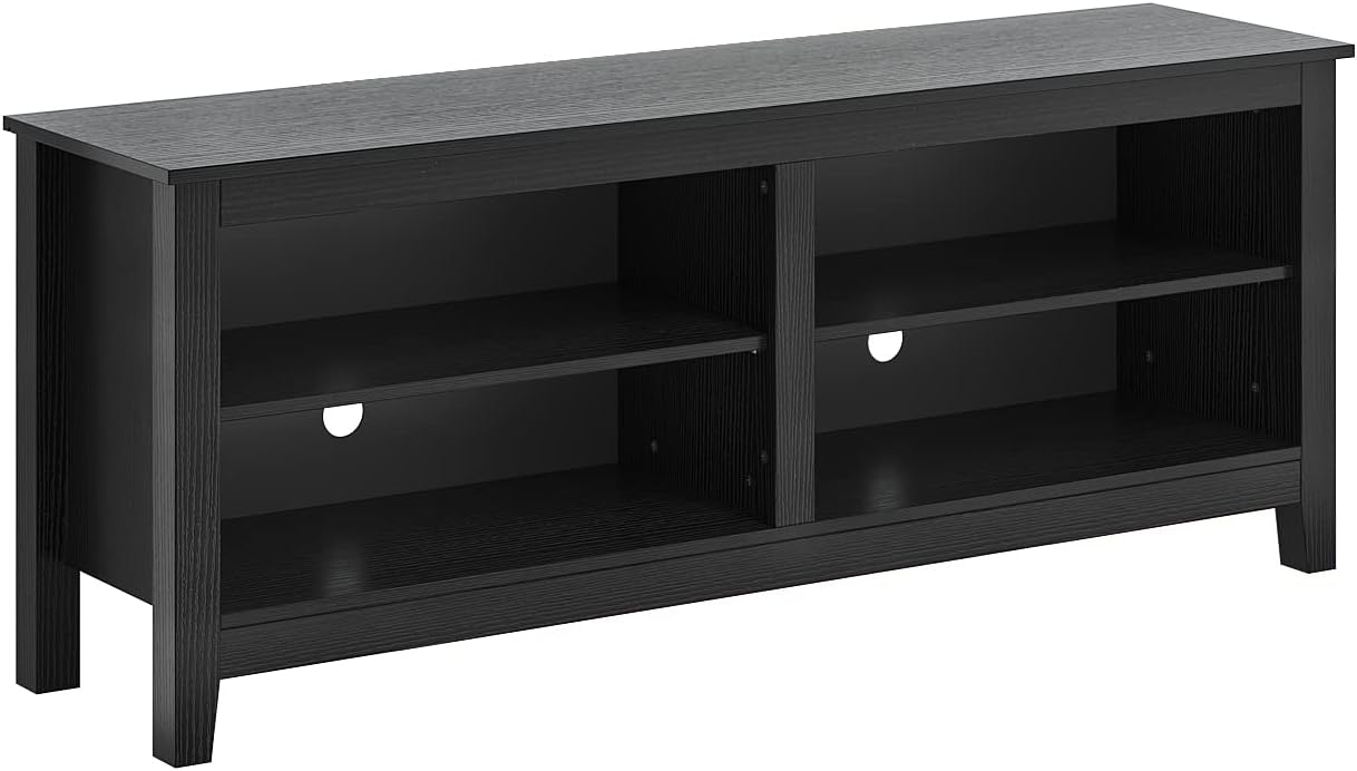 Panana TV Stand, Classic 4 Cubby TV Stand for 60 inch TV, Entertainment Center Media Television Stand for Living Room Bedroom (Black, 55 inch)