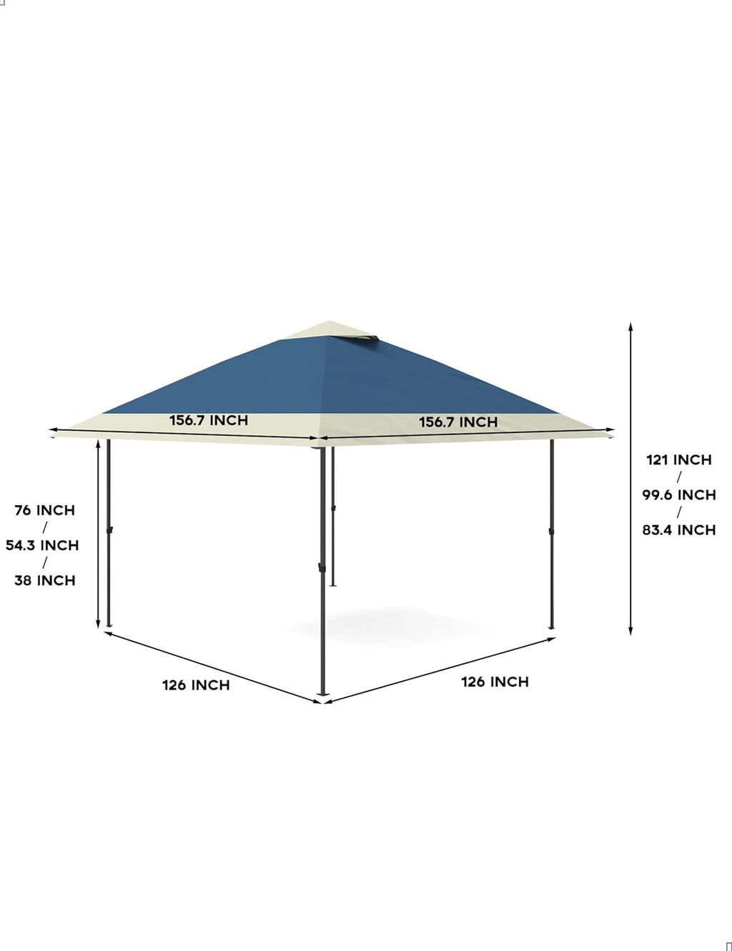 KYBOLT 13x13 Pop Up Gazebo Outdoor Canopy Shelter with 4 Stanbags, 8 Stakes Instant Gazebo Tent for Lawn, Garden, Backyard Deck (Navy Blue + Taupe)