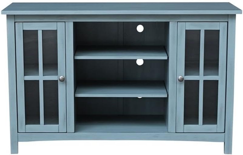 IC INTERNATIONAL CONCEPTS Entertainment/TV Stand with Open Shelves and 2 Doors in Ocean Blue - 48' Height