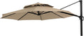Garden Winds Reinforced RipLock 350 Replacement Canopy Top Cover Compatible with Garden Treasures 11' Offset Umbrella Models YJAF-819R, YJAF-819D, YJAF-81903A, YJAF-81903B, YJAF-81903C - Beige