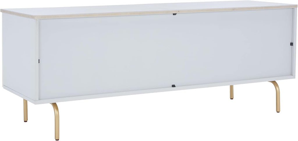 SAFAVIEH Genevieve TV Stand for up to 65' Flatscreen – Grey & White Washed Finish, Mid-Century Modern Storage Cabinet, Entertainment Media Console (MED5000E)