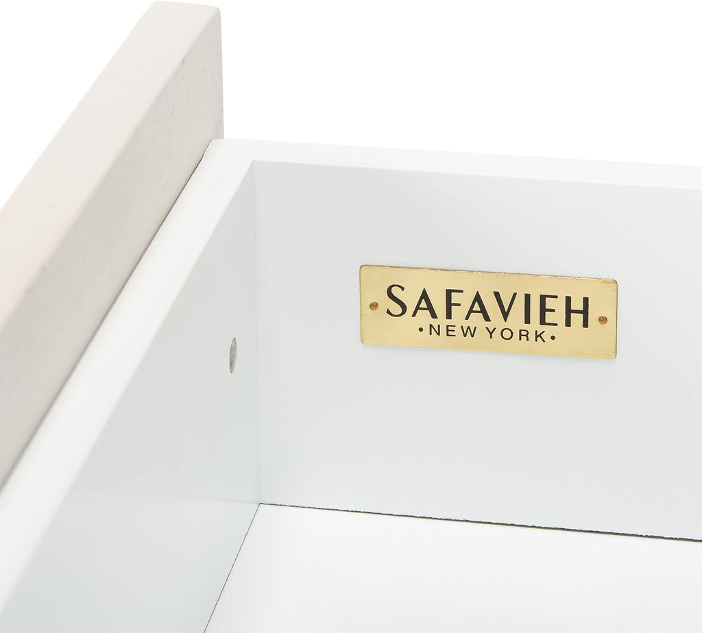 SAFAVIEH Genevieve TV Stand for up to 65' Flatscreen – White & White Washed Finish, Mid-Century Modern Storage Cabinet, Entertainment Media Console (MED5000C)