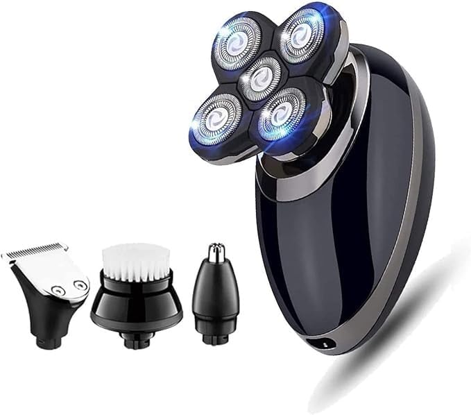 Men's 4-in-1 Electric Shaver & Grooming Kit: Five-Headed Beard, Hair Razor for a Perfect Bald Look, Cordless and Rechargeable
