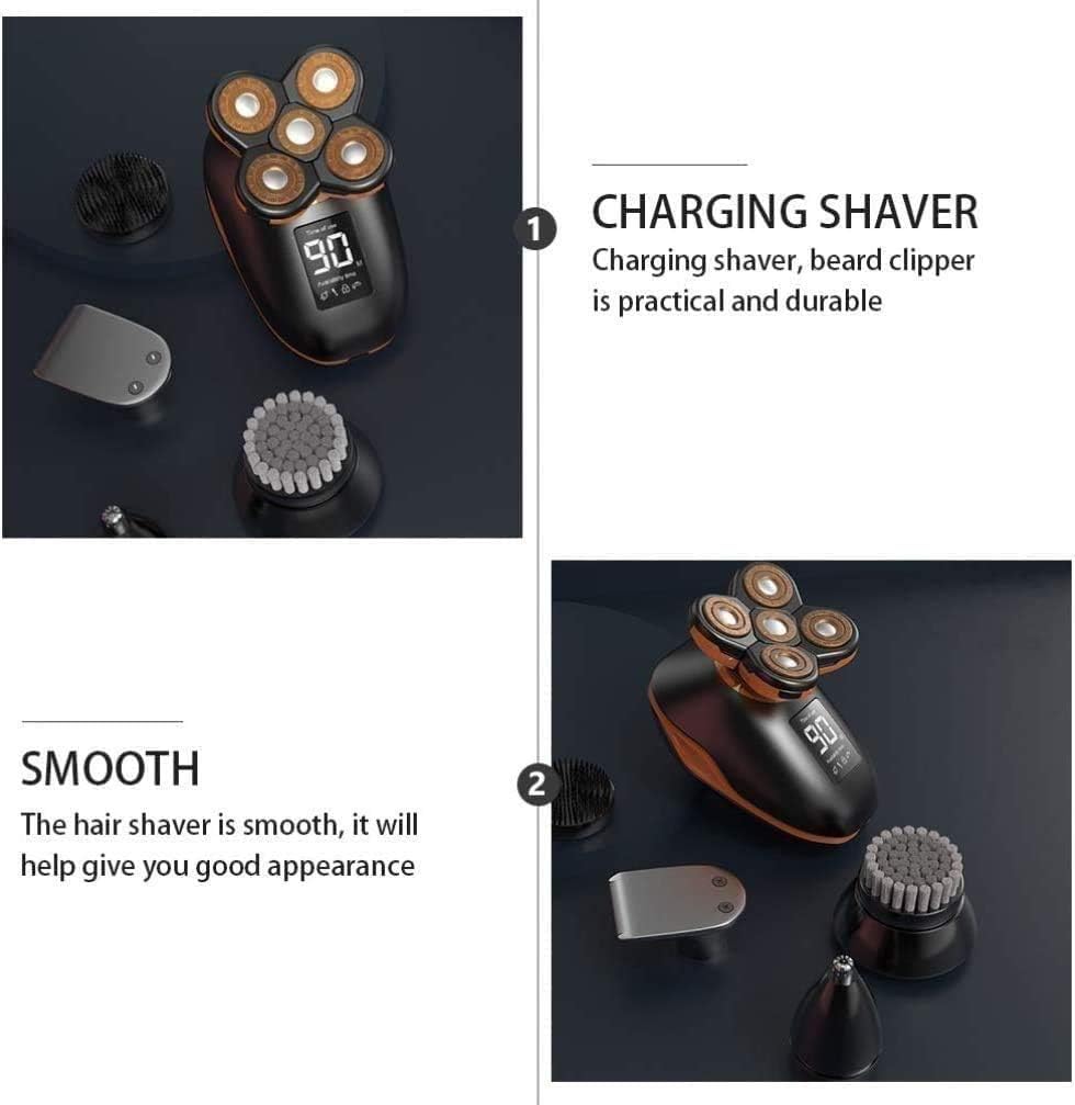 Electric Razor, Rechargeable Electric Shaver Waterproof Wet & Dry Rotary Shavers for Men Electric Shaving Razors, LED Display, 5 in 1 Grooming Kit Head Shavers