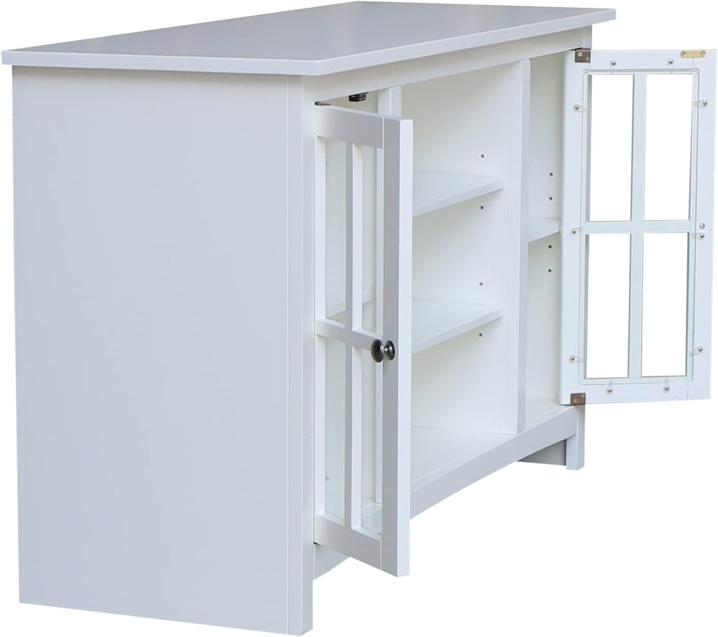 IC INTERNATIONAL CONCEPTS Entertainment/TV Stand with Open Shelves and 2 Doors in White - 48' Height