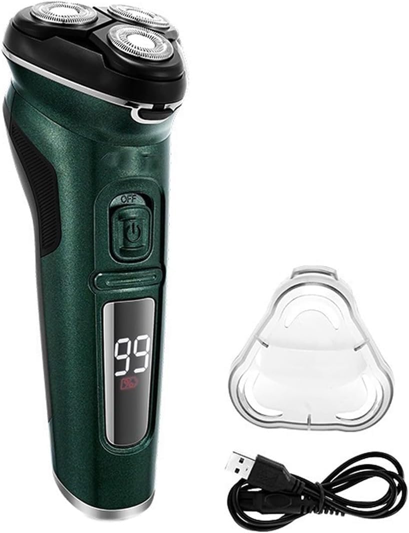 Electric Shavers for Men, Powerful Cordless LCD Electric Shaver with Charger Base Wet Dry Beard Electric Razor Rechargeable Facial Shaving Machine for Men (Color : Green)