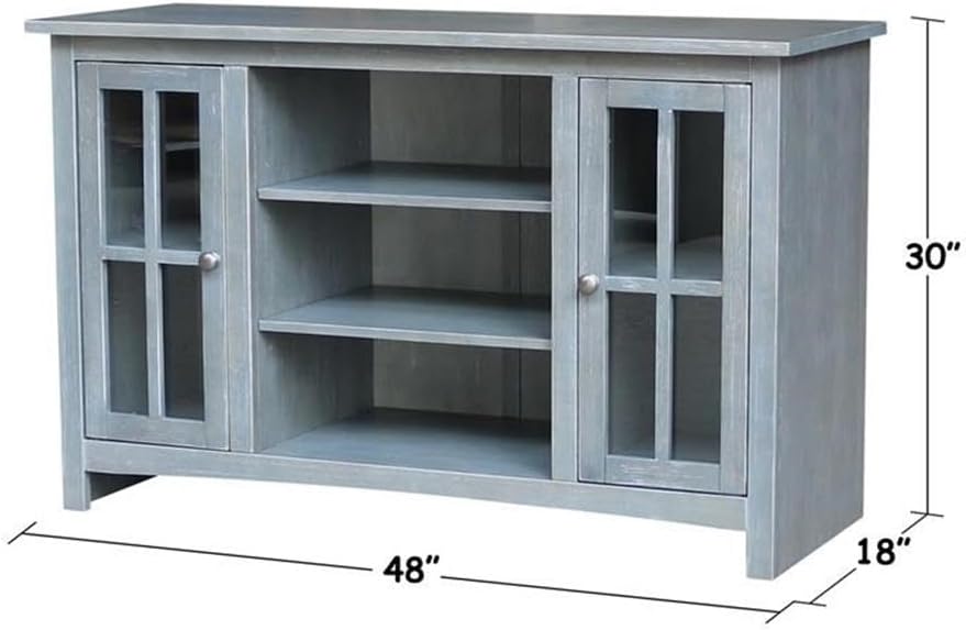 IC INTERNATIONAL CONCEPTS Entertainment/TV Stand with Open Shelves and 2 Doors in Gray - 48' Height
