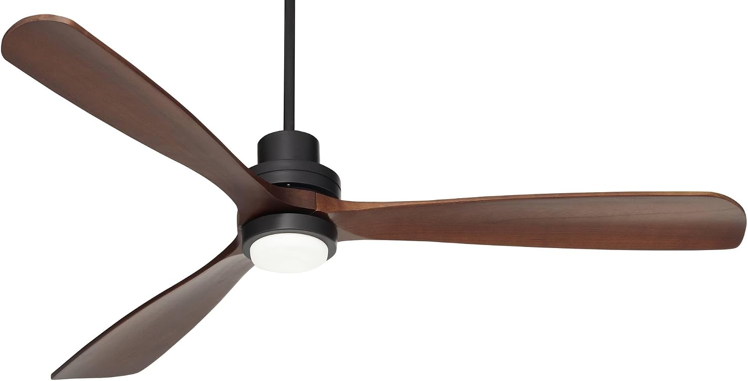 Casa Vieja 66' Delta-Wing XL DC Modern Industrial Indoor Ceiling Fan with LED Light Remote Control Matte Black Dark Walnut Opal Glass for Cottage Core Living Room Kitchen House Bedroom Family Dining