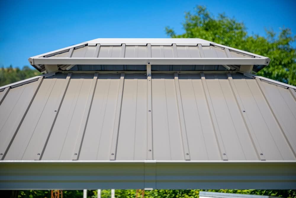 Sojag Outdoor 12' x 12' Monaco Hardtop Double Roof Gazebo Outdoor Sun Shelter, Champagne