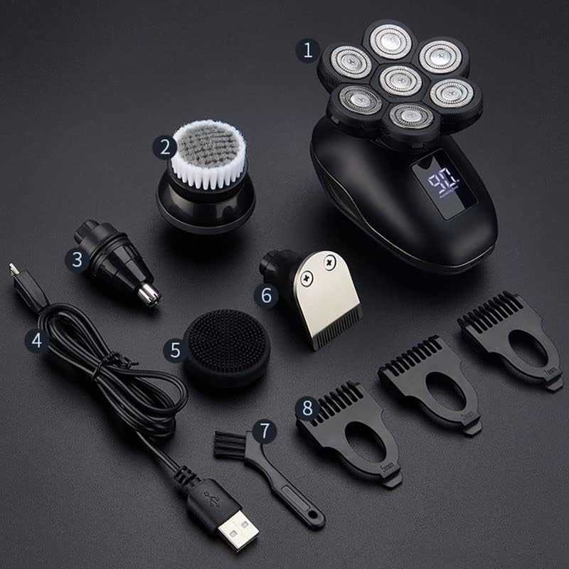 Head Shavers for Bald Men, Waterproof 7-blade shaving machine rechargeable beard bald electric shaver for men body hair trimmer grooming kit electric razor (Color : 5IN1)