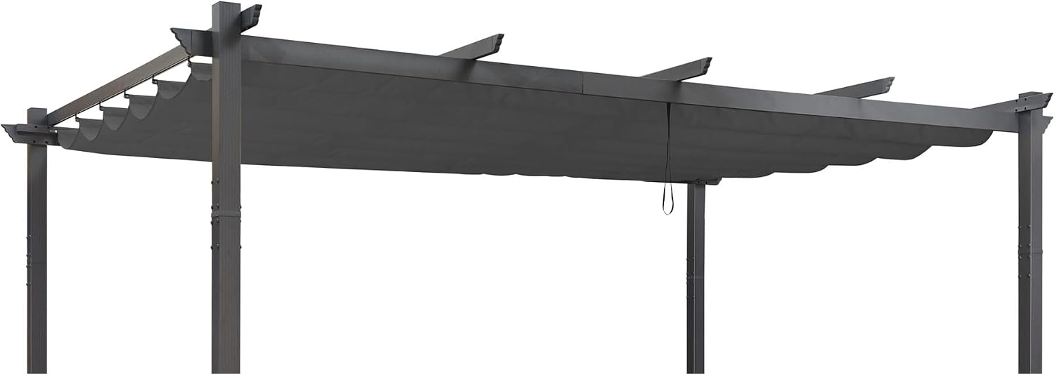 PURPLE LEAF Pergola Shade Cover for 12' X 16' Deck Porch Outside Outdoor Retractable Durable Fabric Canopy Replacement Top Only Gray