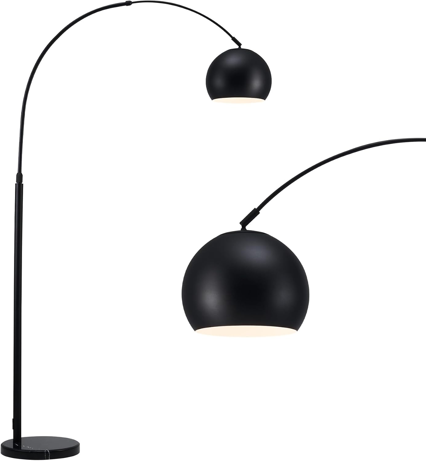 CO-Z Modern Arc Floor Lamp 69', Arch Floor Lamps with LED Bulb, Inner White Metal Shade and Marble Base, Contemporary Standing Light for Living Room Couch Sofa