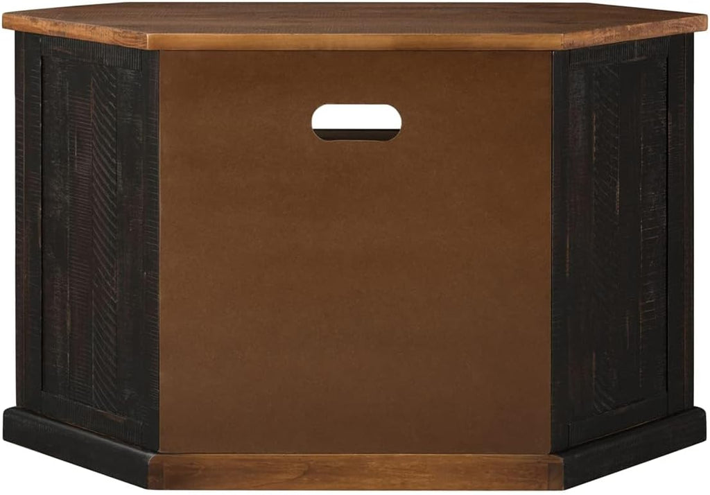 Martin Svensson Home Rustic Corner TV Stand, Antique Black and Honey Tobacco
