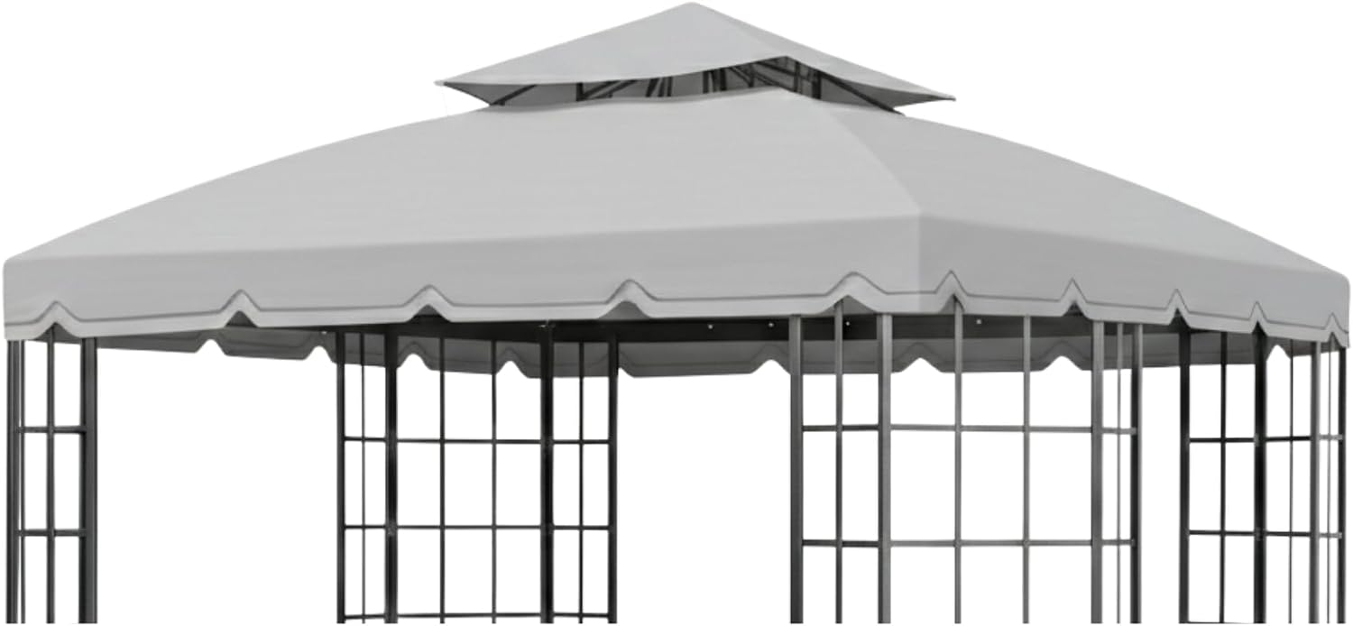 Garden Winds Reinforced RipLock 350 Replacement Canopy Top Cover Compatible with Bay Window 10' x 12' Gazebo Models L-GZ120PST-2, L-GZ120PST-2D - Slate Gray