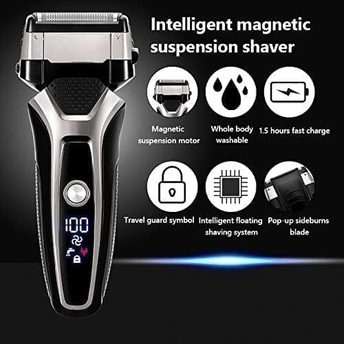 Men's Shaver, USB Rechargeable Electric Shaver Stainless Steel Shaving Machine for Men 3D Triple Floating Blade Razor Shaver Barber Electric