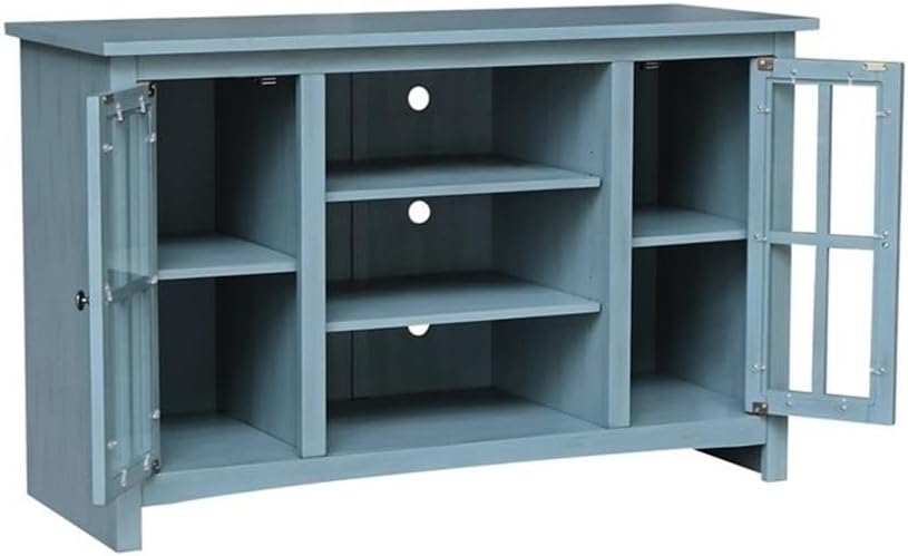 IC INTERNATIONAL CONCEPTS Entertainment/TV Stand with Open Shelves and 2 Doors in Ocean Blue - 48' Height