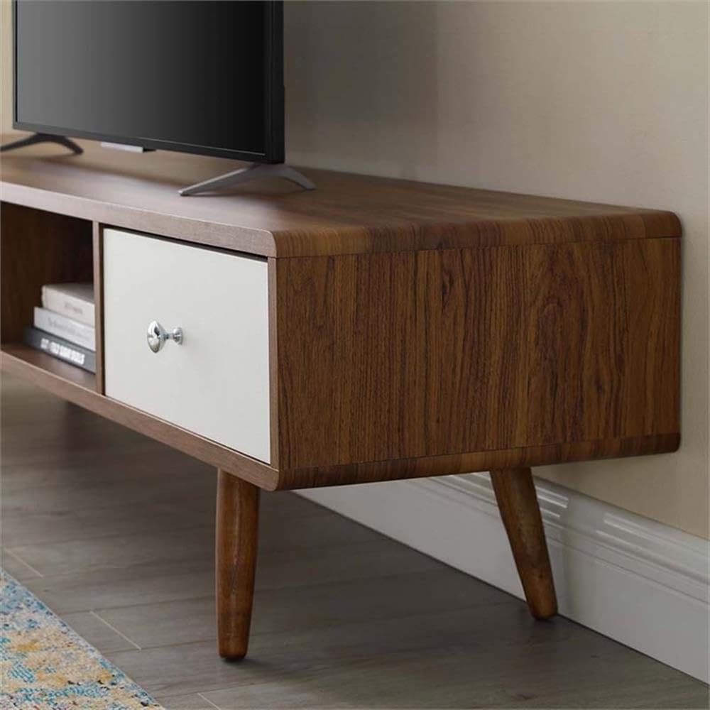 Modway Transmit 70' Media Console Wood TV Stand, 70 Inch, Walnut White