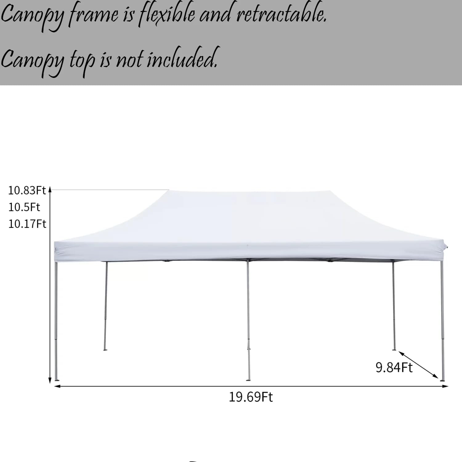 Outdoor Basic 10' x 20' Pop up Canopy Tent, Instant Heavy Duty Gazebo Tent with 6 Sidewalls/Wheeled Bag for Party Commercial Activity (Gray, Frame)